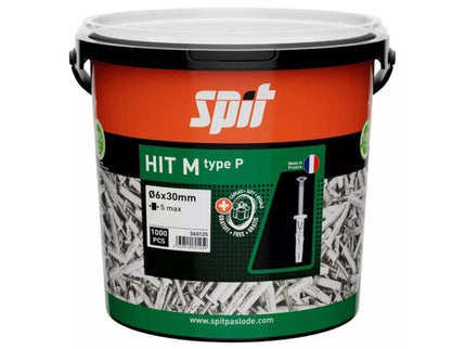 SPIT HIT M SLAGPLUG 6x30/5 P- MET KRAAG (1.000 STUKS IN ECO EMMER)