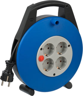 Brennenstuhl Vario LINE Kabelhaspel 4-VOUDIG Zwart/blauw/lichtgrijs 10M H05VV-F 3G1,5 – 1093230