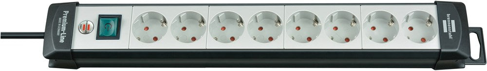 Brennenstuhl PREMIUM-LINE STEKKERDOOS 8-VOUDIG ZWART/LICHTGRIJS 3M H05VV-F 3G1,5