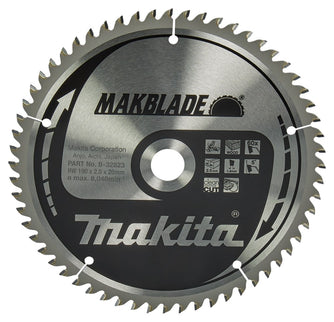 Makita HM Zaagblad 2190X20X2,0 60T - Hout 190X20X2.0 5G – B-32823