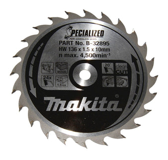 Makita Zaagblad 136X10X1,5 24T Zaagblad Hout 20G – B-32895