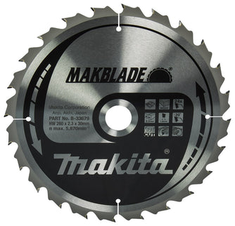 Makita HM Zaagblad 260X2,3X30 20G T24 Hout 260X30X2,3 24T – B-33679