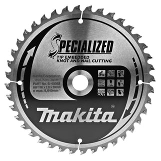 Makita Zaagblad TIPE 190X20X2,2 40T 5G Zaagblad – B-40593