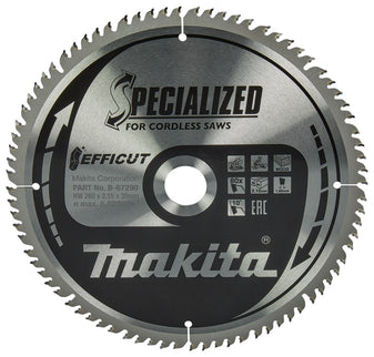 Makita HM Zaagblad 260X30 T=80 FF - Hout 260X30X2.15mm 80T 10G – B-67290