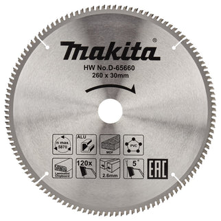 Makita Cirkelzaagblad 260X30X2,6 120T 5G Zaagblad Multi 260X30 – D-65660