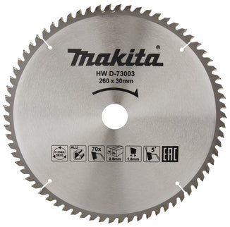 Makita HM Zaagblad ALU 260X30 70T 5G – D-73003