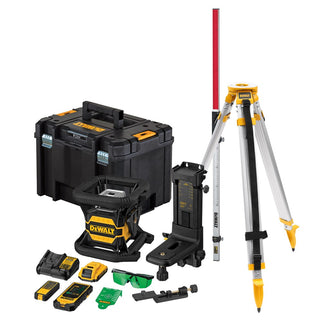 DeWALT Tool connect roterende laser 18v groen met bluetooth + statief + meetlat DCE080D1GS