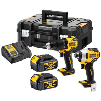 DeWALT 18v xr brushless voordeelset: schroef/klopboormachine dcd709 + slagschroevendraaier dcd809 2x4.0ah in tstak DCK2062M2T