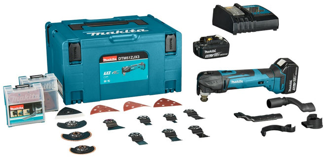 Makita DTM51RTJX3 18V Multitool 18V Met 2×5 0Ah Accu's en Accessoireset