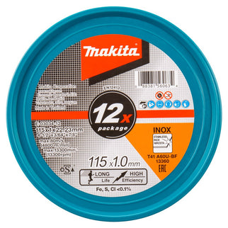 Makita Doorslijpschijf 115X22,23X1,0mm RVS Doorslijps. 115X1.0mm 12st – E-03034-12
