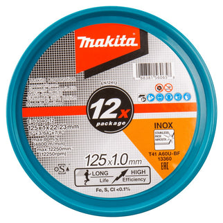 Makita Doorslijpschijf 125X22,23X1,0mm RVS Doorslijps. 125X1.0mm 12st – E-03040-12