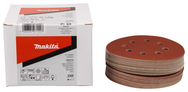 Makita Schuurschijf 125mm K240 Red Velcro – P-43686