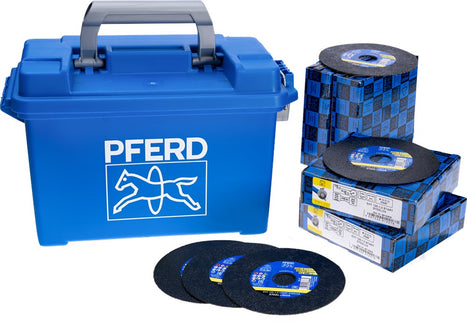 PFERD DOORSLIJPSCHIJF STEELOX 125X1,0MM 100 STUKS IN KUNSTSTOF KOFFER