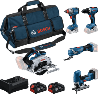 Bosch Set met 5 18V Machines GSR+GDX+GKS+GOP+GST - 0615A500BV