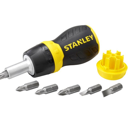 STANLEY MULTIBIT STUBBY SCHROEVENDRAAIER MET RATEL