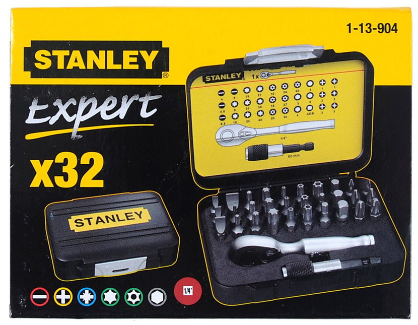 Stanley Bitset Expert PRO 1/4" - Ratelsleutel (32 Delig) – 1-13-904