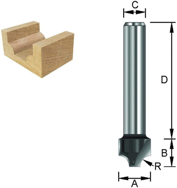 ENT Kwartrondfrees R=6mm HM D=8 – 7912764