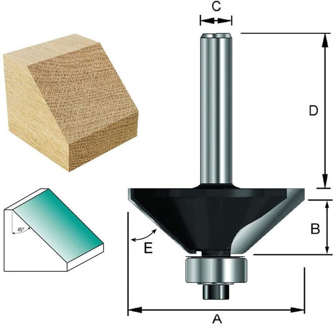 ENT Verstekfrees 45 Grad+lager HM D=8 – 7913820