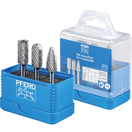 Afbeelding PFERD TOOLS set hardmetalen stiftfrezen voor hoogrendement, vertanding allround