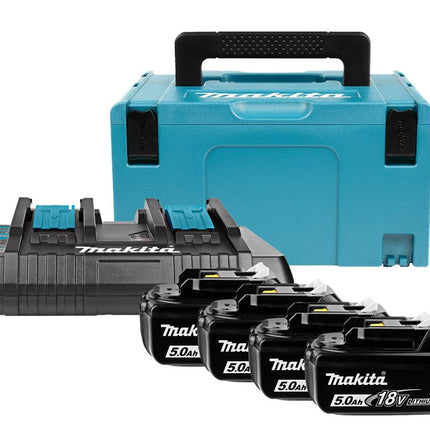 Makita Startset - 18V Combiset 1X DC18RD Lader en 4X BL1850B Accu's – 197626-8