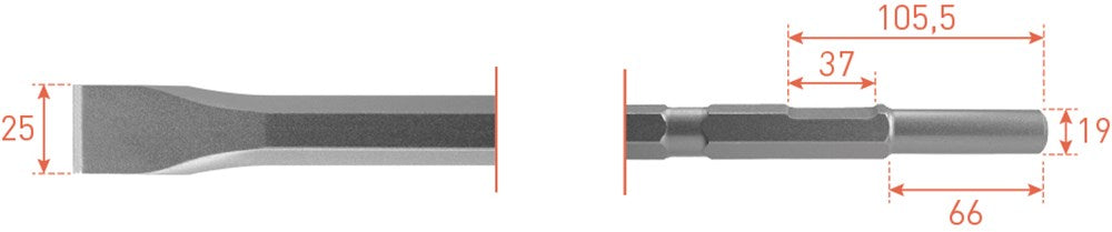 Vlakbeitel 6-kant 21 / 19x61