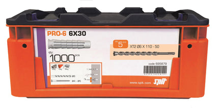 SPIT PRO6 Universele Plug 6x30 1000 Stuks + 5 Boren in Koffer - 695879