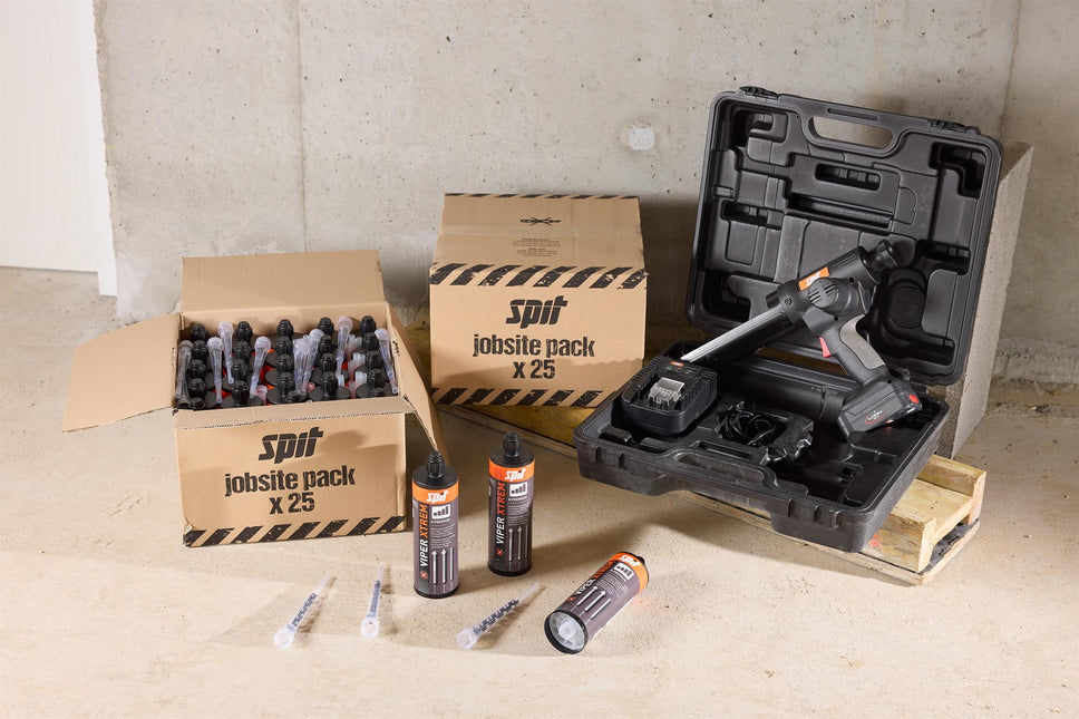 SPIT Pack Viper 50 Tubes 410ml + 18V Injecteerpistool + Accu en Lader