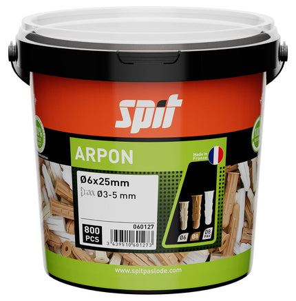 SPIT ARPON PLUG D.6x25 - 800 STUKS      IN ECO EMMER