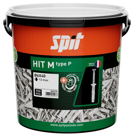 SPIT HIT M SLAGPLUG 6x40/12P - MET KRAAG(750 STUKS IN ECO EMMER)