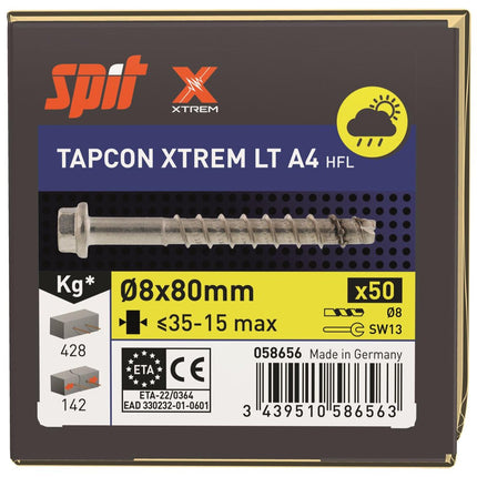 SPIT TAPCON HFL XTREM RVS A4 Betonschroef 8x80mm 50st - 058656