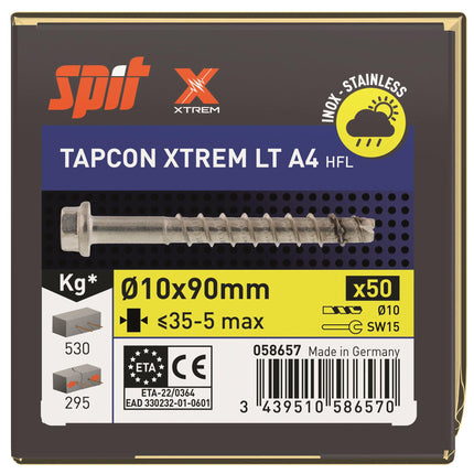 SPIT TAPCON HFL XTREM RVS A4 Betonschroef 10x90mm 50st - 058657