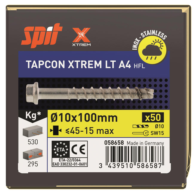 SPIT TAPCON HFL XTREM RVS A4 Betonschroef 10x100mm 50st - 058658