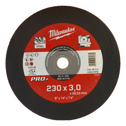 Afbeelding MILWAUKEE® metaaldoorslijpschijf SC 41 / 230 x 3 x 22 mm - 1 pc