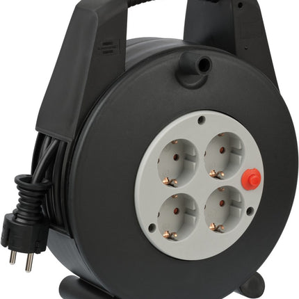 Brennenstuhl Vario LINE Kabelhaspel 4-VOUDIG Zwart/lichtgrijs 15M H05VV-F 3G1,5 – 1094200