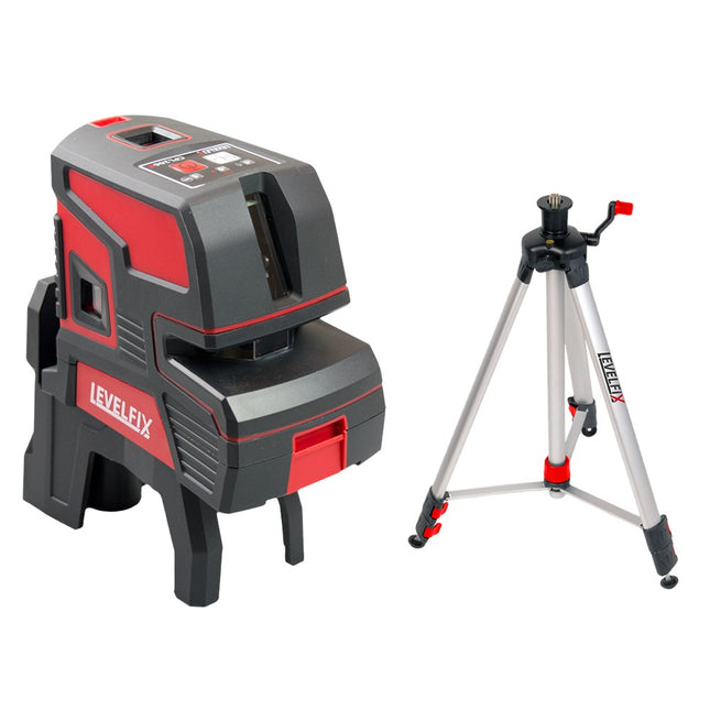 Levelfix CL206R Kruis PUNT Lijnlaser Setrood met Statief 1,5M – 556226