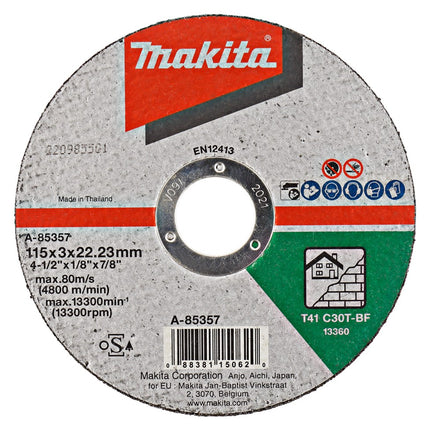 Makita Doorslijpschijf 115X3,0X22,23mm Steen Doorslijpsch. 115X3,0mm – A-85357