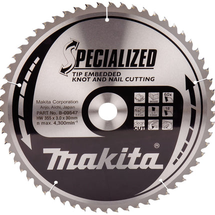 Makita Zaagblad TIPE 355X30X3,0 60T 18G Zaagblad – B-09547