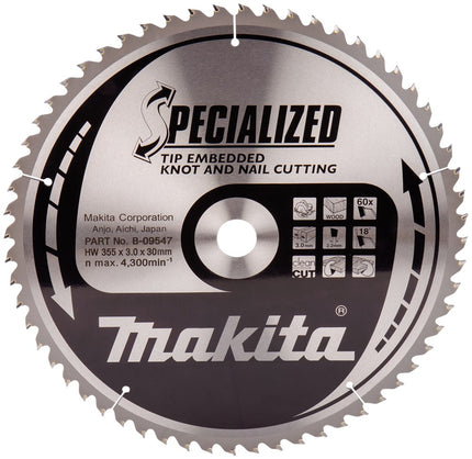 Makita Zaagblad TIPE 355X30X3,0 60T 18G Zaagblad – B-09547