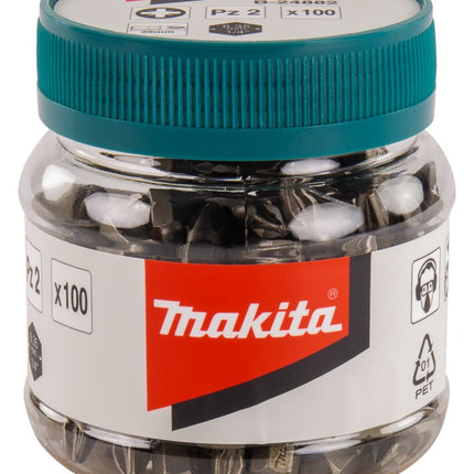Makita Schroefbit PZ2X25mm in POT 100 stuks – B-24882