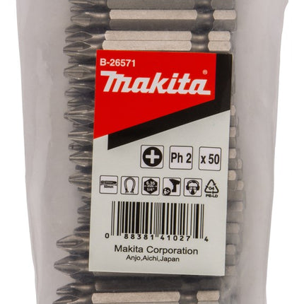 Makita Schroefbit PH2X50mm Navul 50 stuks – B-26571