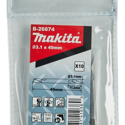 Makita METAALBOOR DUBBELZIJDIG 3,1X49MM