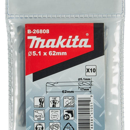 Makita METAALBOOR DUBBELZIJDIG 5,1X62MM