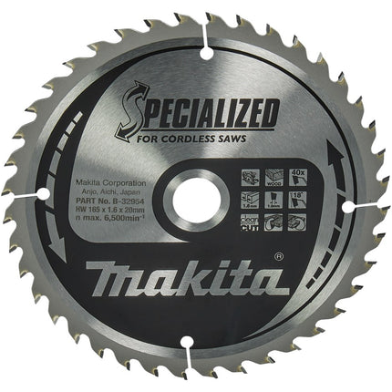 Makita HM Zaagblad 165X20X40T Zaagblad Hout 18G – B-32954