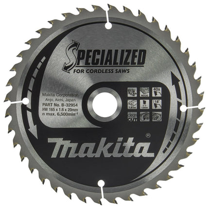 Makita HM Zaagblad 165X20X40T Zaagblad Hout 18G – B-32954