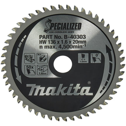 Makita Zaagblad ALU 136X20X 50T Zaagblad Aluminium 136X20X1.6 0G – B-40303