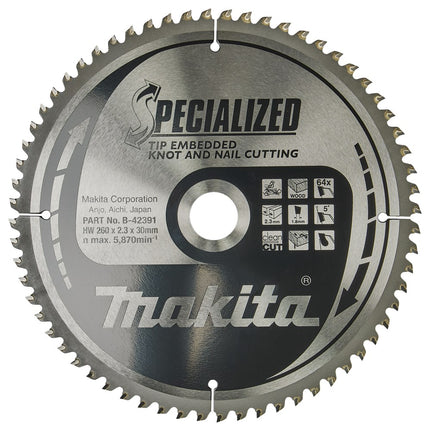 Makita HM Zaagblad 260X30X2,3 64T 5G Afkortzaagblad Hout – B-42391