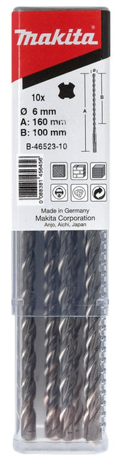 Makita P2S SDS-PLUS Boor 6X160mm 10st 10 stuks – B-46523-10