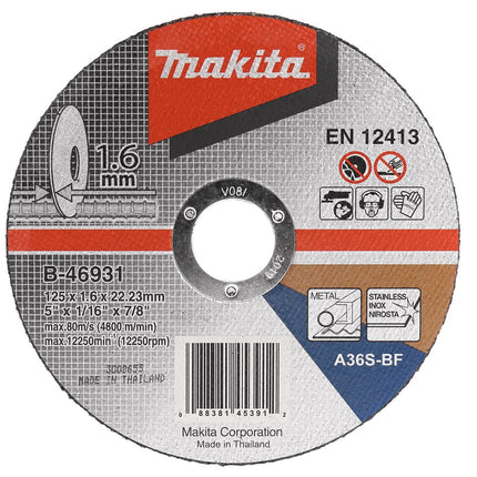 Makita Doorslijpschijf 125X22,23X1,6mm RVS – B-46931