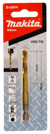 Makita HSS TIN Slagschroefboor 6X80mm – B-50974