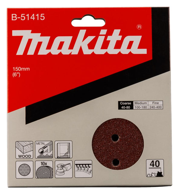 Makita Schuurschijf 150mm K40 Red Velcro – B-51415